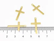Pandantiv charm cruce otel inoxidabil 304 auriu  23x12x0.7mm