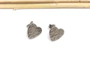 Tortite cercei otel inoxidabil 304 cu opritor inima 13x12x1mm (2buc)