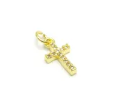 Charm cruce din cubic zirconia auriu 13x7mm