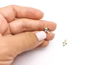 Charm cruce din cubic zirconia auriu 12x7mm multicolor