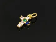 Charm cruce din cubic zirconia auriu 12x7mm multicolor