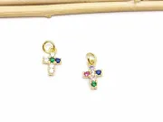 Charm cruce din cubic zirconia auriu 12x7mm multicolor