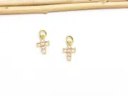 Charm cruce din cubic zirconia auriu 12x7mm transparent