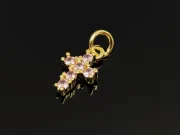 Charm cruce din cubic zirconia auriu 12x7mm roz