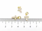 Charm cruce din cubic zirconia auriu 12x7mm roz