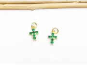 Charm cruce din cubic zirconia auriu 12x7mm verde