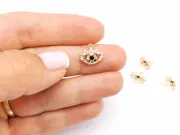 Charm ochi din cubic zirconia auriu 12x11mm multicolor
