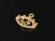 Charm ochi din cubic zirconia auriu 12x11mm multicolor