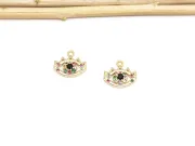 Charm ochi din cubic zirconia auriu 12x11mm multicolor