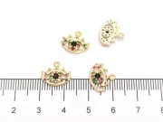 Charm ochi din cubic zirconia auriu 12x11mm multicolor