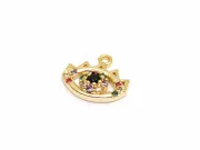 Charm ochi din cubic zirconia auriu 12x11mm multicolor