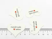 Etichete hartie inima handmade 39x32x0.4mm alb (50buc)