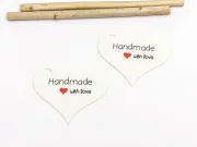 Etichete hartie inima handmade 39x32x0.4mm alb (50buc)