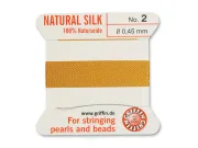 Fir matase naturala pentru insirat perle si margele nr 2 - 0.45mm amber (2metri)