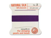 Fir matase naturala pentru insirat perle si margele nr 2 - 0.45mm amethyst (2metri)