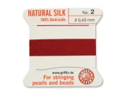 Fir matase naturala pentru insirat perle si margele nr 2 - 0.45mm garnet (2metri)
