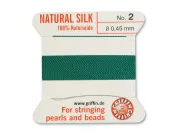 Fir matase naturala pentru insirat perle si margele nr 2 - 0.45mm green (2metri)