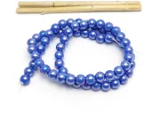 Margele sticla 6mm albastru perlat (sirag)