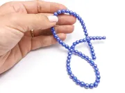 Margele sticla 6mm albastru perlat (sirag)