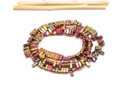 Sirag hematit dreptunghi cu doua orificii 6x2mm iris burgundy