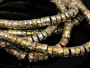 Sirag lava electroplacata rondel 4x3mm iris auriu