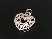 Charm inima din cubic zirconia argintiu 13x12mm
