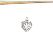 Charm inima din cubic zirconia argintiu 13x12mm