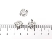 Charm inima din cubic zirconia argintiu 13x12mm