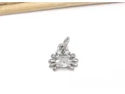 Charm crab din cubic zirconia argintiu 8x7.5mm