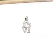 Charm love din cubic zirconia argintiu 15x10mm