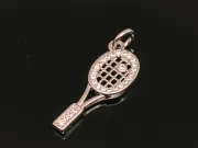 Charm racheta tenis din cubic zirconia argintiu 22x8mm