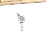Charm racheta tenis din cubic zirconia argintiu 22x8mm