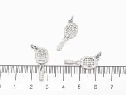 Charm racheta tenis din cubic zirconia argintiu 22x8mm