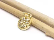 Charm copacul vietii din cubic zirconia auriu 10x8mm