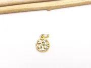 Charm copacul vietii din cubic zirconia auriu 10x8mm