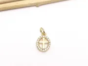 Charm cruce din cubic zirconia auriu 12x8mm
