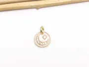 Charm luna cu stea din cubic zirconia auriu 10mm