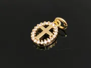 Charm cruce din cubic zirconia auriu 12x8mm