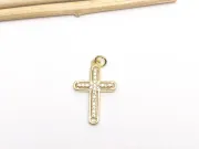 Charm cruce din cubic zirconia auriu 24x14mm