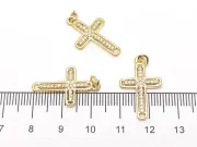 Charm cruce din cubic zirconia auriu 24x14mm