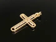 Charm cruce din cubic zirconia auriu 24x14mm