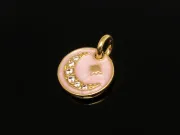 Charm luna cu stea din cubic zirconia auriu 10mm
