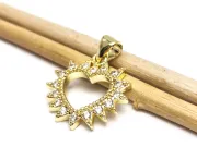 Charm inima din cubic zirconia auriu 17x17mm