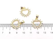 Charm inima din cubic zirconia auriu 17x17mm