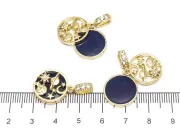 Charm luna si stele din cubic zirconia cu rasina auriu 25x15mm