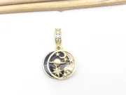 Charm luna si stele din cubic zirconia cu rasina auriu 25x15mm