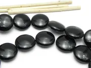 Agate negru rotund plat 14mm (sirag)