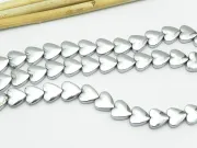 Sirag hematit inima 8x8mm argintiu