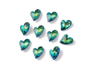 Pandantiv sticla inima 17x12.5mm peacock