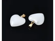 Pandantiv sticla inima 22x20mm alb